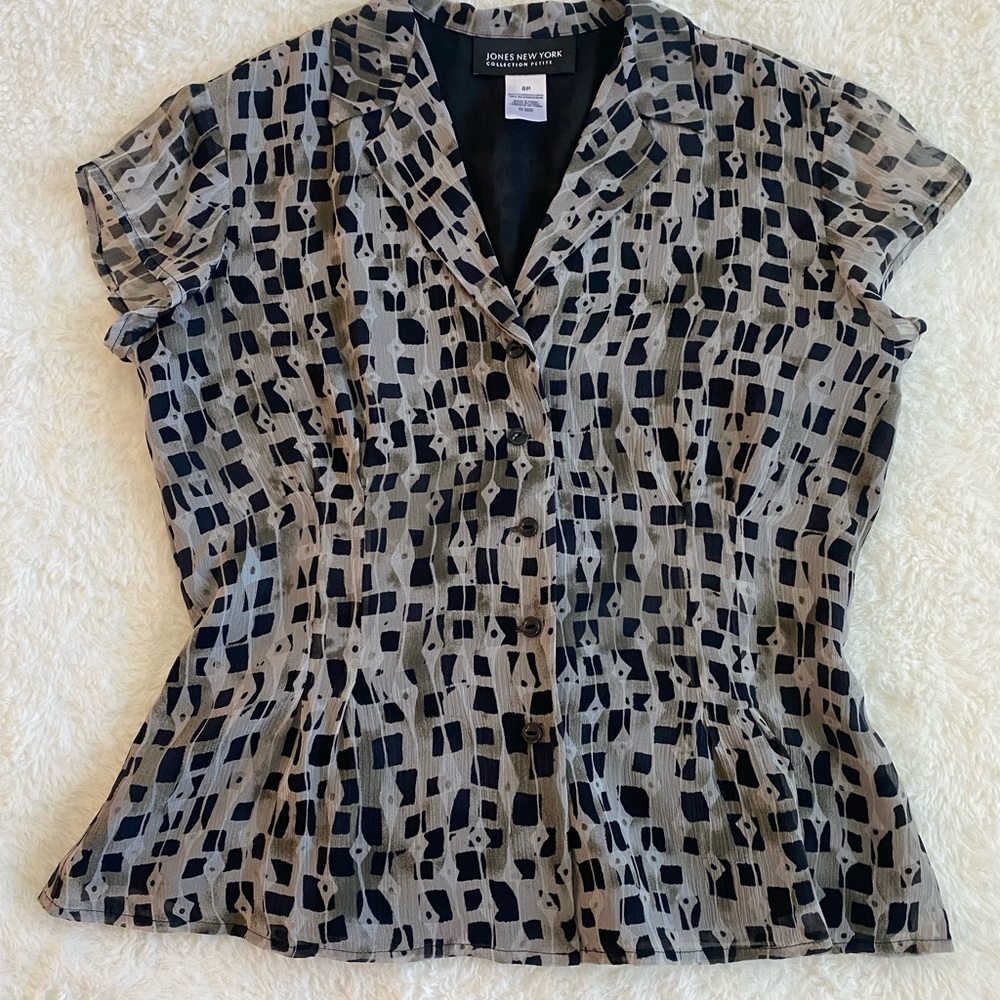 Jones New York Women's Abstract Print Blouse